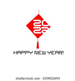 minimalistic Christmas card 2022. Stylized Chinese suspension. Chinese New Year. Vector Illustration