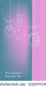 A minimalistic Christmas card with a Christmas tree balls and snow.