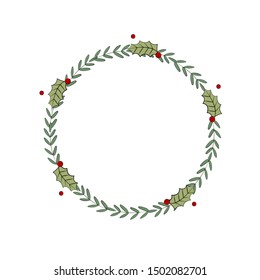 Minimalistic Christmas wreath. Chrismas template