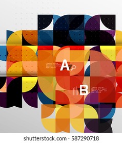 Fondo abstracto geométrico de círculo minimalista. Fondo de plantilla de vector para diseño de flujo de trabajo, diagrama, opciones de número o diseño web