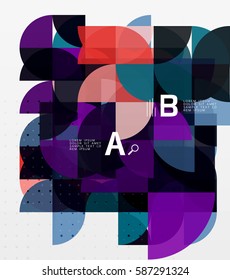 Fondo abstracto geométrico de círculo minimalista. Fondo de plantilla de vector para diseño de flujo de trabajo, diagrama, opciones de número o diseño web