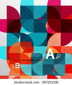 Minimalistic circle geometric abstract background. Vector template background for workflow layout, diagram, number options or web design