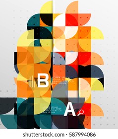 Fondo abstracto geométrico de círculo minimalista. Fondo de plantilla de vector para diseño de flujo de trabajo, diagrama, opciones de número o diseño web