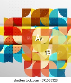 Fondo abstracto geométrico de círculo minimalista. Fondo de plantilla de vector para diseño de flujo de trabajo, diagrama, opciones de número o diseño web