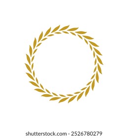 Decoração de coroa de louro de círculo minimalista. Este elemento de design versátil é ideal para a criação de emblemas de prestígio, emblemas e certificados.