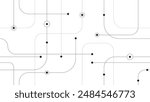 Minimalistic Circuit Design with Lines and Dots, Geometric Connection Pattern, Vector Technology Background.