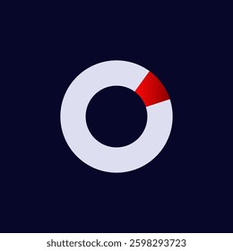 Minimalistic circular icon features a bold red segment in contrasting colors for visual interest.