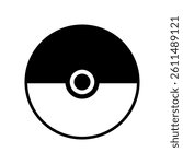 Minimalistic Circular Illustration Representing a Pokeball on a White Background