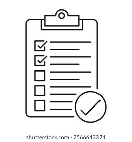 Minimalistic clipboard with notes icon in black and white. Perfect for business, task management, checklists, office supplies, documentation, organization, and productivity-themed projects.