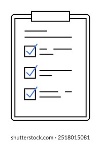 Portapapeles minimalista con tres líneas marcadas, contornos negros y reflejos azules. Ideal para el seguimiento del progreso, las listas de tareas pendientes, la gestión de tareas, la planificación empresarial y el establecimiento de objetivos.