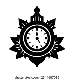 Minimalistic Clock Silhouette Vector Illustration - Elegant Timepiece Design