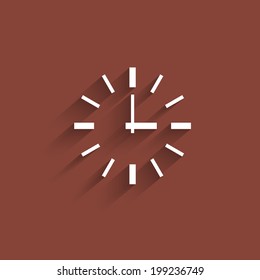 Minimalistic clock with transparent shadow. Vector EPS10