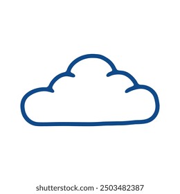 A minimalistic cloud icon in blue outline, representing cloud computing, storage, or weather concepts.