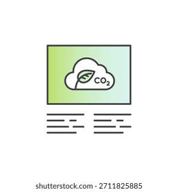 Conjunto de iconos de Vector de emisiones de CO2 minimalistas. Informe de huella de carbono, monitoreo de GEI, datos ESG, métricas de responsabilidad, cumplimiento normativo, sostenibilidad, impacto climático. Herramientas de emisiones Corporativas
