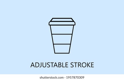 minimalistic coffee cup icon, logo or symbol with fully ajustable strokes