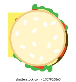Icono de hamburguesa de color mínimo para el sitio web o elemento de diseño impreso. Vista desde arriba.