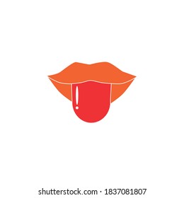 Los labios de color minimalista y el vector de la lengua. icono lineal. Líneas modificables con trazos.