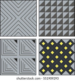 Minimalistic colorful geometric patterns on grey background