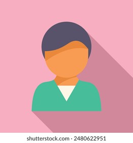 Minimalistic, colorful illustration featuring a young professional, possibly a healthcare provider