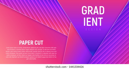 Minimalistic colorful paper cut shapes. Gradient background for presentations, flyers, posters. Vector illustration.
