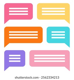 Minimalistic colorful speech bubble icons for communication, messaging, and chat apps. Vector illustration with vibrant pastel colors, perfect for social media, UI UX design, and mobile applications