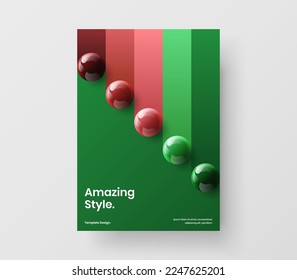 Minimalistic company brochure A4 vector design illustration. Simple realistic balls flyer layout.
