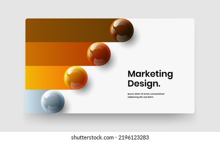 Minimalistic company brochure vector design template. Creative 3D balls catalog cover layout.