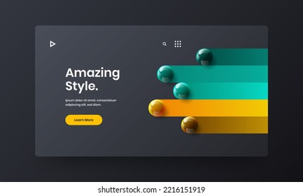 Minimalistic company brochure vector design concept. Modern 3D spheres website screen illustration.