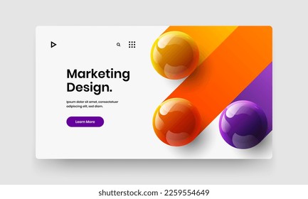 Minimalistic company brochure vector design illustration. Unique 3D balls banner layout.