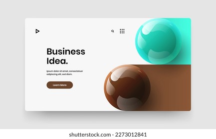 Minimalistische Firmenbroschüre Vektordesign Layout. Erstaunlich realistische Bälle Web-Banner-Vorlage.
