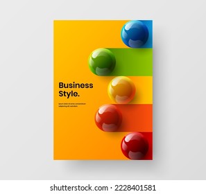 Minimalistic company cover vector design concept. Original realistic balls poster illustration.