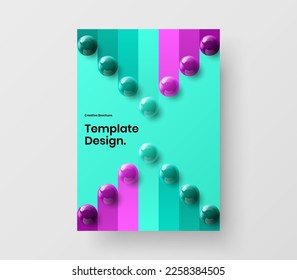 Minimalistic company cover vector design layout. Fresh 3D balls banner template.
