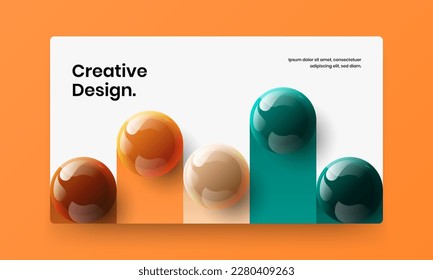 Plantilla de diseño vectorial de cobertura mínima de la empresa. Distribución de folletos de esferas 3D aisladas.