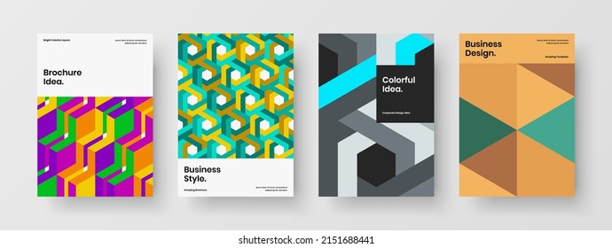Identidad mínima de la empresa colección de concepto de diseño de vector A4. Diseño único de portada de libro de patrones geométricos.