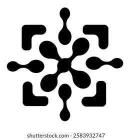 Minimalistic composition with connected metaball dots in black color