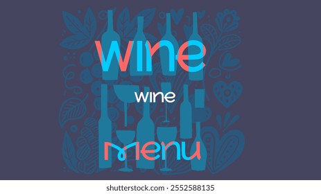 A minimalistic composition of wine glasses and bottles in a pastel palette highlights elegance and simplicity, perfect for wine-themed marketing.