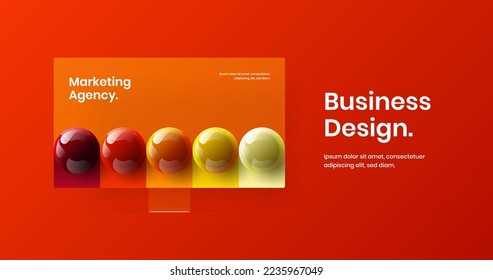 Minimalistic computer display mockup banner layout. Bright website screen vector design concept.
