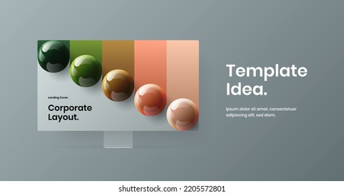 Minimalistic computer display mockup site template. Vivid website screen vector design concept.