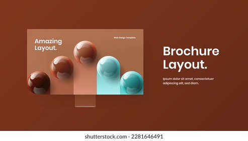Minimalistic computer display mockup site concept. Clean web project design vector template.