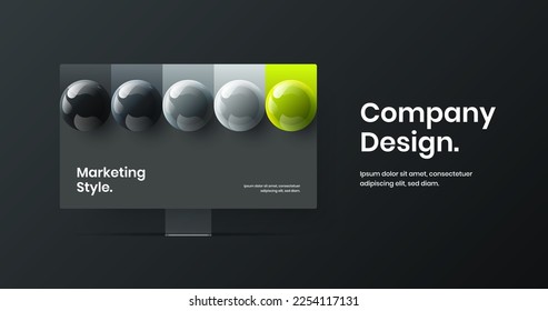 Minimalistic computer display mockup web project layout. Modern site design vector concept.