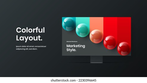 Minimalistic computer display mockup website layout. Colorful banner vector design illustration.