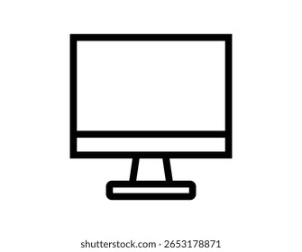 A minimalistic computer monitor icon designed for various digital needs. Ideal for online content, websites, and creative projects. Perfect for tech-related themes.