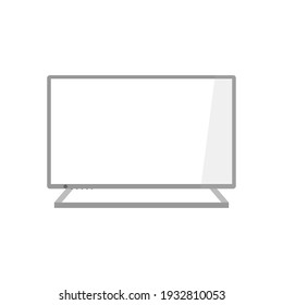 A minimalistic computer monitor on a large stand. The monitor is gray. Flat vector illustration