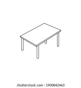 Minimalistic computer table or dinner table line icon. Simple work desk linear vector isolated on white background. Modern office desk outline icon on top view, study desk sign