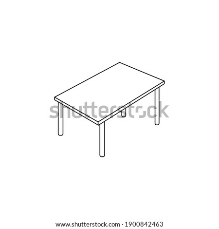 Minimalistic computer table or dinner table line icon. Simple work desk linear vector isolated on white background. Modern office desk outline icon on top view, study desk sign