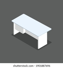 Minimalistic computer table vector isolated on white background. Simple work desk icon on top view. Modern office table vector, study desk. Teble for office worker Illustration