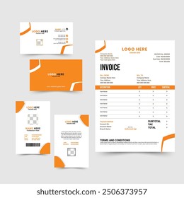 Minimalistic Concept of Brand Identity set template with Id Card, Letterhead and Invoice Design