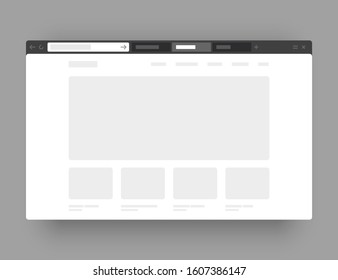 Minimalistic concept of web browser. Wireframes screens. Web window screen mockup.