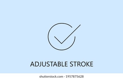 minimalistic confirmation icon, logo or symbol with fully ajustable strokes