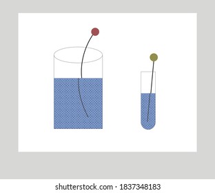 Minimalistic contemporary art style poster. Vector still life flowers flat style.